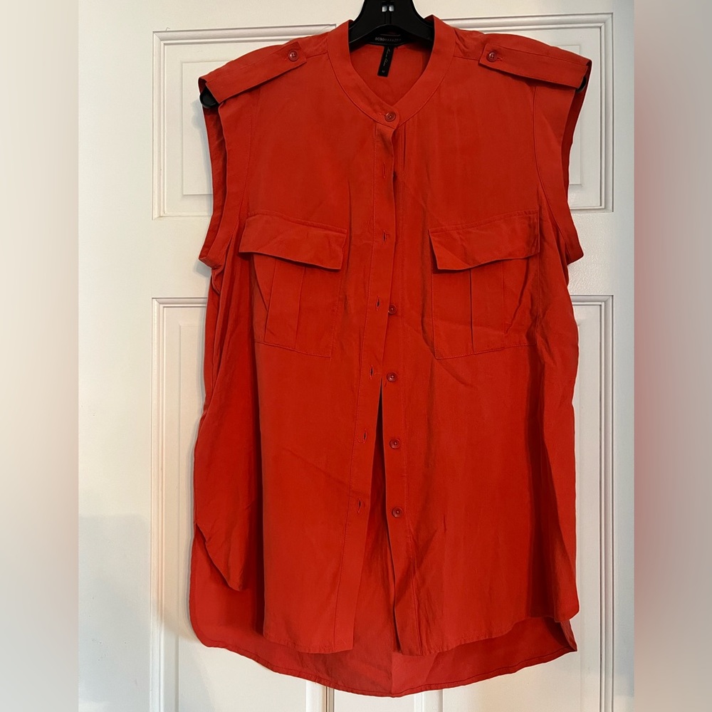 BCBG burnt orange button down top.